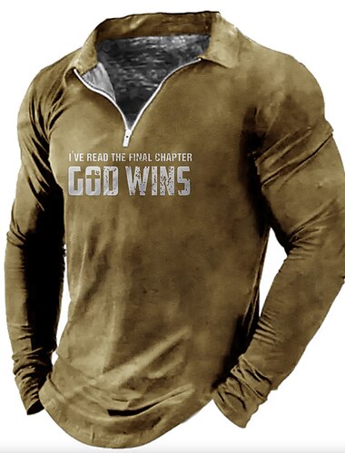  Herren Lustig Poloshirts mit Reißverschluss Golfshirt Langarm Polo-Shirts Hemden mit Kragen Vintage Lässig Streetwear Festivalkleidung Party-Outfits 3D-Druck Viertelreißverschluss-Poloshirt Schwarz