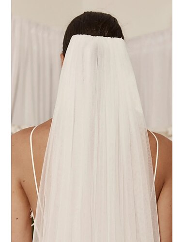  Eén-laags Eenvoudig  Klassiek Stijl Bruidsluier Kapel Vleugels met Effen Kleur 110,24 in (280cm) Tulle jurk om indruk te maken