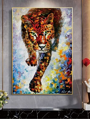  手作り 手描き 油絵 壁 モダン 抽象 ヒョウ 絵画 パトル ナイフ 虎 アート キャンバス 絵画 家の装飾 装飾 ロールキャンバス フレームなし 未延伸