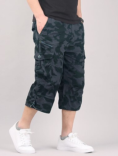  Voor heren Capri broeken Cargoshorts Korte broek Wandelshorts Elastische taille Meerdere zakken Effen Comfort Draagbaar Casual Dagelijks Streetwear Sport Stijlvol Khaki Leger groen
