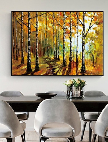  Hecho a mano pintado a mano pintura al óleo pared moderna abstracta otoño bosque pintura pattle cuchillo arte lienzo pintura decoración del hogar lienzo enrollado sin marco sin estirar