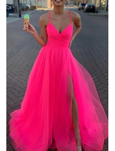  A-Line Prom Dresses Sexy Dress Wedding Party Birthday Court Train Sleeveless Spaghetti Strap Organza with Slit 2024