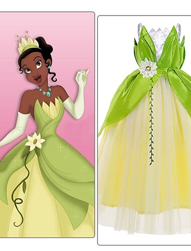  Tinkelbel Sprookje Prinses Tiana Bloemenmeisje jurk Thema feestkostuum Tule jurken Cosplay Film cosplay for Voor meisjes Kinderen Carnaval Maskerade Bruiloft Bruiloft gast