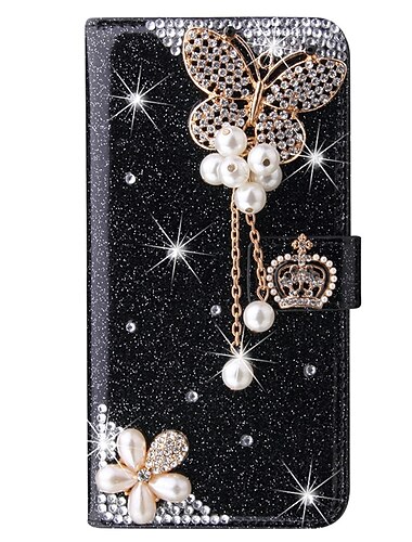  Handyhülle für iPhone 16e iPhone 16 iPhone 15 Pro Max Plus iPhone 14 13 12 11 Pro Max X XR XS 8 7 Plus Brieftasche Flip Cover mit Standhalter Magnet Stoßfest Rhinestone PU-Leder