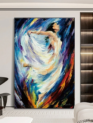  يدويا رسمت باليد النفط الطلاء جدار الحديثة مجردة الرقص سيدة اللوحة سكين الباشية الفن قماش اللوحة ديكور المنزل توالت قماش لا الإطار غير متمدد