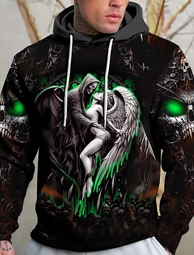  Per uomo Teschio La Morte Stampe Grafiche Scheletro Felpa con Cappuccio Felpe con cappuccio Felpa Streetwear Designer Essenziale Casual Manica Lunga Con Cappuccio Quotidiano Sportivo Giallo Rosso Blu