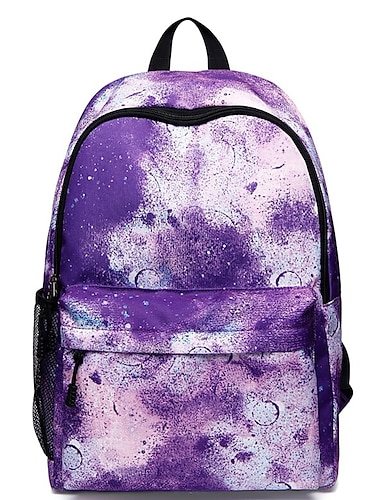  Herren Damen Kinder Rucksack Schulranzen 3D-Druck Funktionaler Rucksack Täglich Galaxie 3D-Druck Segeltuch Großes Fassungsvermögen Wasserdicht Reißverschluss Rote Blau Violett