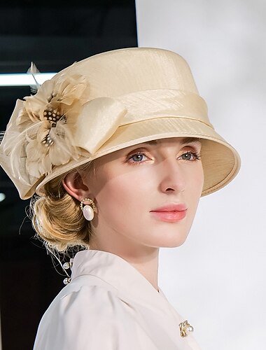  Hats Fiber Bowler / Cloche Hat Tea Party Horse Race Elegant With Feather Headpiece Headwear/ Special Occasion