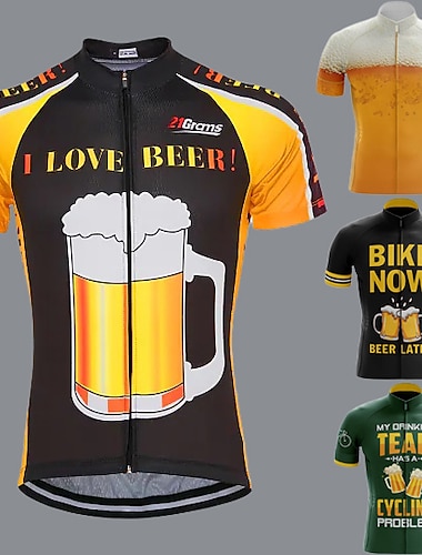  21Grams Hombre Maillot de Ciclismo Manga Corta Bicicleta Camiseta con 3 bolsillos traseros MTB Bicicleta Montaña Ciclismo Carretera Resistente a los rayos UV Transpirable Secado rápido Dispersor de