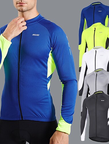  Homme Maillot de cyclisme Couleur Unie manche longue Cyclisme Maillot avec 3 poches arrière VTT Vélo tout terrain Cyclisme sur route Respirabilité Bandes réfléchissantes Poche Arrière Tissu Ultra
