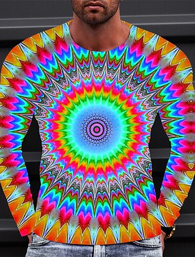  Herren Graphic Technologie T Shirt Tee Langarm T-Shirt 3D-Druck Rundhalsausschnitt Hemd Modisch Designer Einfach Outdoor Casual Täglich Gelb Blau Grün Frühling & Herbst Bekleidung S M L XL 2XL 3XL