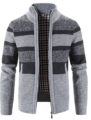  Ανδρικά Πουλόβερ Πουλόβερ ζακέτα Πουλόβερ με φερμουάρ Μπουφάν πουλόβερ Κοτλέ Πλέκω Πλεκτό Συνδυασμός Χρωμάτων Όρθιος Γιακάς Μοντέρνα Καθημερινό Αθλητικά Καθημερινά Ρούχα Ρούχα Φθινόπωρο & Χειμώνας