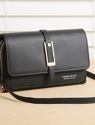  Damen Portemonaies Handytasche Crossbody-Tasche PU-Leder Täglich Ausgehen Reißverschluss Einfach Schwarz Rosa Pudriges Rosa