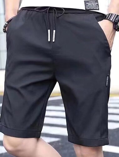 Herren Sportliche Shorts Aktive Shorts Lässige Shorts Tasche Kordelzug Elastische Taille Glatt Komfort Schnelltrocknend Outdoor Täglich Ausgehen Modisch Strassenmode Schwarz Hellgrün