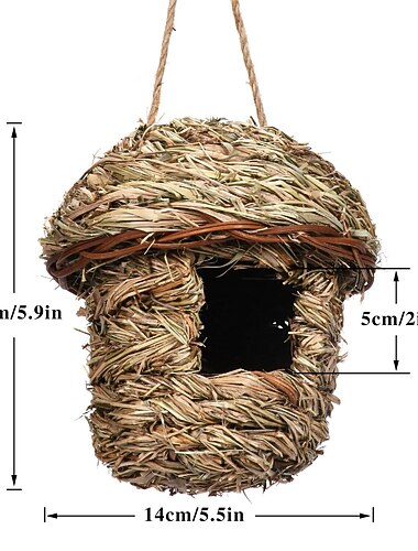  casetta per uccelli da appendere all'esterno, nido di uccelli intrecciato a mano in erba, casa per colibrì, capanna per uccelli naturale all'aperto, casetta per uccelli per bambini, casa per uccelli canori