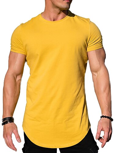  Herren T Shirt Muskelshirt T-Shirt Kurzarm Rundhalsausschnitt Sommer Einfach Streetwear Stilvoll Training Urlaub Athleisure Ausgehen Schwarz Weiß Gelb Top T-Shirt für Herren