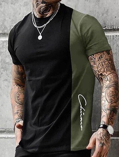  Herren Graphic Farbblock T Shirt Tee Kurzarm T-Shirt 3D-Druck Rundhalsausschnitt Hemd Vintage Modisch Designer Outdoor Casual Täglich 1 2 3 Frühling Sommer Bekleidung S M L XL 2XL 3XL