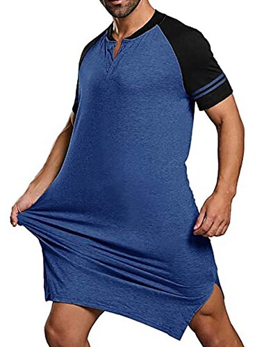  Herren Schlafanzug Hausanzug Morgenmantel Nachtwäsche Glatt Stilvoll Casual Komfort Heim Täglich Polyester Komfort Elastische Taille Sommer Blau Grau