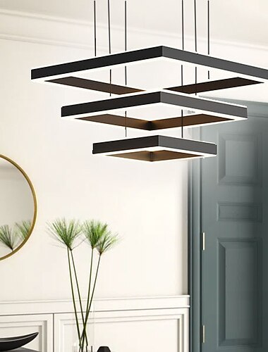  80 cm LED Pendelleuchte Kronleuchter geschichtet moderne Luxus nordische Lampen quadratisches Wohnzimmer