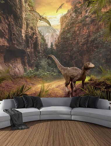  ديناصور القديمة الغابات جدار نسيج الحيوان ديكور فني صورة خلفية بطانية الستار شنقا المنزل غرفة نوم غرفة المعيشة الديكور