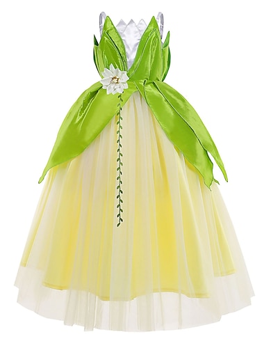  Satuteema Prinsessa Tiana Kukka tyttö mekko Teema juhlapuku Tylli Mekot Cosplay for Tyttöjen Lasten Karnevaali Naamiaiset Häät Häävieras