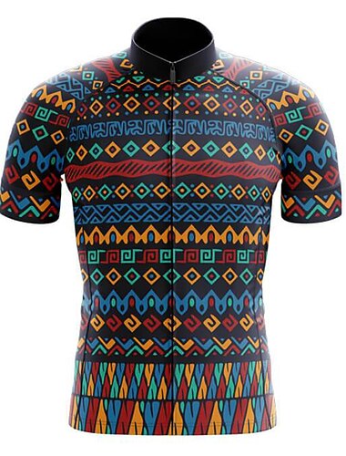  Voor heren Wielrenshirt Geometrisch Grappig Korte mouw Fietsen Shirt Kleding Bovenlichaam met 3 achterzakken Bergracen Wegwielrennen Sneldrogend Reflecterende strips Achterzak Vochtregelerend Sport