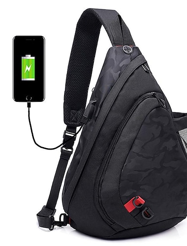  Herren Unisex Schultertasche aus Sling Oxford Stoff Täglich Büro & Karriere Knöpfe Reißverschluss Feste Farbe Tarnblau Tarnung Schwarz Tarnung schwarz grau