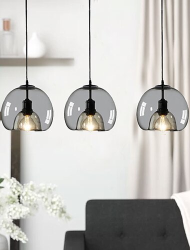  led κρεμαστό φως μοντέρνα γυάλινη κουζίνα νησί φως 23 εκ. vintage μέταλλο στρωματοποιημένο γεωμετρικά γκρι βαμμένο χώρα σαλόνι υπνοδωμάτιο τραπεζαρία κουζίνα φώτα