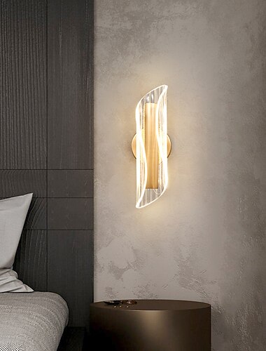  led-seinävalaisin sisätilojen seinävalaisin, 6w 360° kääntyvä akryyli kaareva muoto himmennettävä LED moderni säädettävä seinävalaisin sisätilojen sisustukseen julkisten tilojen yövalo