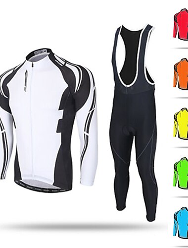  21Grams Herren Radtrikot mit Radhose lang Trägern fahrradbekleidung set Langarm MTB Mountain Rennrad Winter Schwarz Gelb Rote Fahhrad warm halten Fleece-Futter Windundurchlässig 3D-Pad