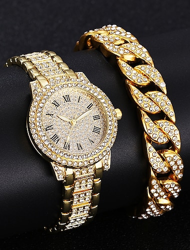  Relojes de diamantes para mujer, relojes de pulsera de oro para mujer, relojes de pulsera de lujo con diamantes de imitación para mujer, reloj femenino
