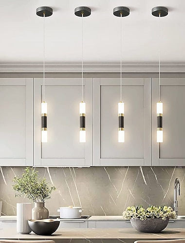  luces colgantes led Isla de cocina moderna de 2 luces regulable mini luz colgante moderna de oro negro led, mesita de noche del dormitorio luz colgante pequeña negra