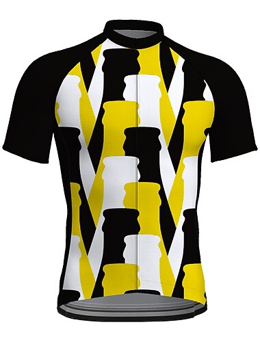  בגדי ריקוד גברים חולצת ג'רסי לרכיבה גראפי מצחיק בירה שרוולים קצרים אופנייים ג'רזי צמרות עם 3 כיסים אחוריים רכיבת הרים רכיבת כביש ייבוש מהיר רצועות מחזירי אור כיס אחורי פתילת לחות ספורט