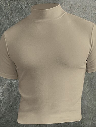  Voor heren T-shirt Onechte coltrui Korte Mouw Coltrui Opstaand Zomer Effen Ontwerper Basic Modern eigentijds Vakantie Straat Uitgaan Zwart Blauw donkergrijs Top T-shirt voor mannen