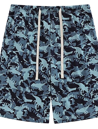  Herren Hausanzug Pyjama-Shorts Tier Grafik-Drucke Brautkleider schlicht Komfort Heim Täglich Bett Baumwolle Atmungsaktiv Weich Elastische Taille Sommer Frühling Wasserblau Schwarz