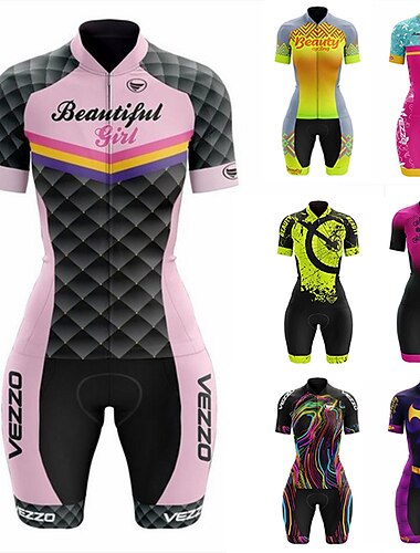  Mujer Traje de triatlón Manga Corta triatlón Rosa + Blanco Azul + Rojo + Negro Negro Graphic Bicicleta Licra Deportes Graphic Ropa