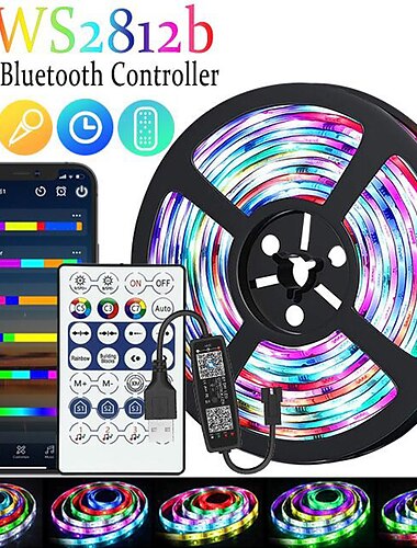  светодиодные ленты 1 м-30 м rgbic ws2812b bluetooth управление приложением эффект чеканки огни гибкая лента диодная лента телевизор подсветка комната украшает