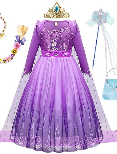  La Reine des neiges Conte de Fées Princesse Anna Robe de demoiselle d'honneur Costume de soirée à thème Robes en tulle Cosplay Cosplay de Film for Fille Enfant Carnaval Mascarade Mariage robe