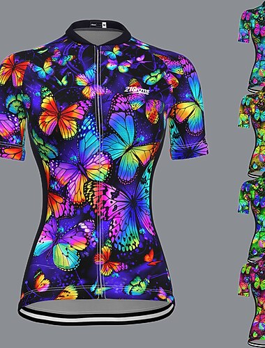  Mujer Maillot de Ciclismo Manga Corta Bicicleta Maillot Camiseta con 3 bolsillos traseros MTB Bicicleta Montaña Ciclismo Carretera Transpirable Secado rápido Dispersor de humedad Bandas Reflectantes