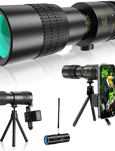  Telescópio monocular hd de 10-30040mm com adaptador de smartphone lente bak4 prisma fmc monocular para observação de estrelas observação de pássaros caça acampamento jogo de futebol assistindo