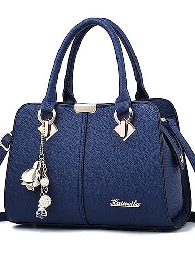  Femme Sac à main Sac bandoulière Sac d'épaule faux cuir Bureau du quotidien Pendentif Chaîne Couleur unie Vin Noir Bleu Roi