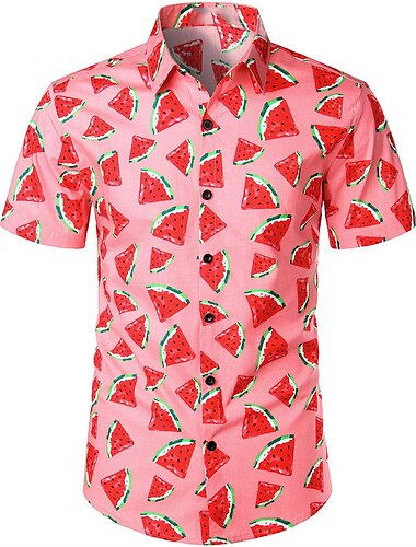  Herren Blatt Frucht Banane Hemd Hawaiihemd Sommerhemd Aloha-Shirt Kurze Ärmel Hemd Umlegekragen Tropisch Modisch Hawaiianisch Strasse Casual Hawaiianisch Schwarz Weiß Gelb S M L