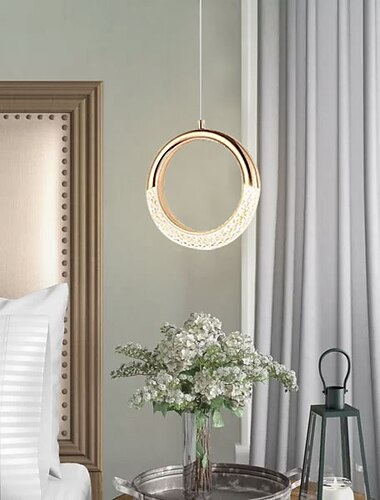  Inel de iluminat cu pandantiv cu led, design cerc, corp de iluminat cu pandantiv 1 lumina suspendata pentru dormitor, iluminat de interior cu lungime reglabila pentru bucatarie din sufragerie