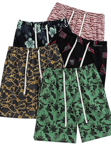  Hombre Ropa de salón Pantalones cortos de pijama Animal Estampados Casual Confort Hogar Diario Cama Algodón Transpirable Suave Cintura elástica Verano Primavera Azul Laguna Negro