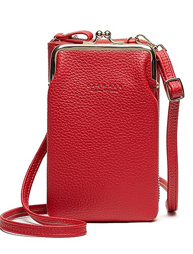  Schwarze Umhängetasche aus Kunstleder für Damen mit goldenem Rahmenverschluss – kompakte und stylische Handytasche für Damen für den täglichen Gebrauch