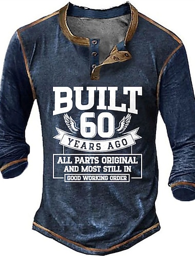  Herren Lustiges 60. Geburtstags Langarm Henley T-Shirt - Vor 60 Jahren gebaut alle Originalteile Geschenk