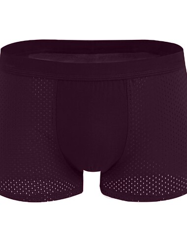  Per uomo 4 pezzi Biancheria intima Boxer Slip Capitale Lavabile Comodo Tinta unica Vita normale Nero Vino