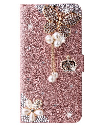  telefon Etui Til Samsung Galaxy S23 S22 S21 S20 Plus Ultra A54 A34 A14 A73 A53 A33 Note 20 10 S25 Ultra Tegnebogskortetui Rhinsten Slots til kortholder Magnetisk flip Glitterskin Krystal diamant PU