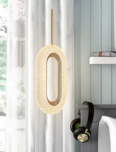  Lámpara colgante de cristal, lámpara colgante moderna de 1 luz, lámpara colgante de techo LED regulable de 8w para cocina, isla, dormitorio, comedor
