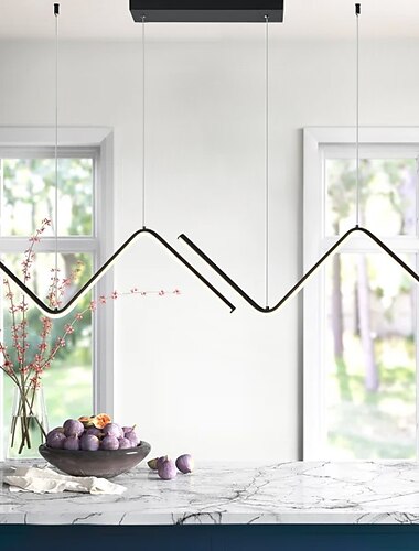  مصباح معلق led 90 سم أضواء الجزيرة تصميم خط عاكس ألومنيوم أنيق بسيط تشطيبات مطلية على الطراز الاسكندنافي أضواء مطبخ غرفة الطعام 110-240 فولت فقط قابلة للتعتيم مع جهاز تحكم عن بعد